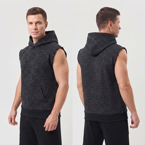 Leopard Printed <b>Men</b> <b>Sleeveless</b> Hoodie Winter Wear Warm Workout Hooded Tank Top <b>Men</b> Breathable Printed <b>Sleeveless</b> <b>Hoodies</b> - Product Image 4