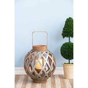 Lanterne porte-bougie artisanale en bois argenté, globe décoratif imprimé numériquement pour usage intérieur/extérieur, décoration de Noël et de jardin - Product Image 1
