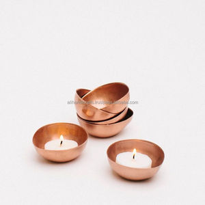 Heavy-Gauge Hammered Copper 4-Wick <b>Candle</b> Bowl with Brass Lotus Lid – <b>Large</b> Surface Area Wax Pour Vessel for Luxury Spa & Hotel - Product Image 2