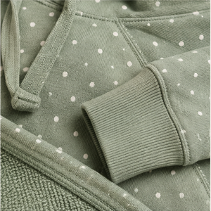 Sweat à capuche personnalisable pour femme, vert sauge discret, classique et décontracté, à pois irrégulièrement espacés, en molleton bouclé French Terry - Product Image 5