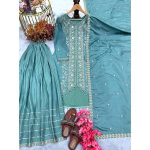ชุดเสื้อท่อนบนและชุด dupatta สำหรับผู้หญิงชุดปาร์ตี้ขนาด XL ออกแบบโดยดีไซด์ - Product Image 1