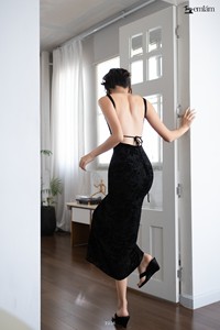 Wholesale Women's Backless Printed Bodycon Maxi <b>Dress</b> <b>Stretch</b> Mesh ET2216 - Product Image 3