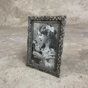 <b>Vintage</b> Metal Photo <b>Frame</b> Rectangle Ornate Design Vertical <b>Picture</b> Display Decorative Home Office Desk Accessory - Product Image 3