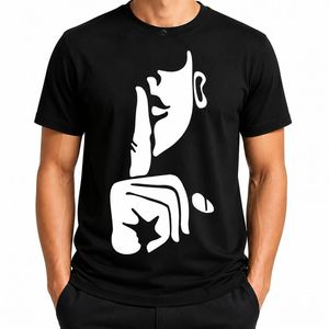 Camiseta Gráfica Minimalista Personalizada con Gesto Silencioso para Hombre, Camiseta de Cuello Redondo con Arte Abstracto, Ropa Urbana, Venta al por Mayor de Fábrica OEM - Product Image 1