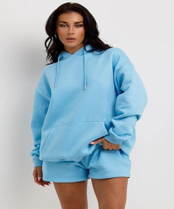 Women's Cotton Pullover Sweatshirt <b>Tie</b> Dye Crop Top Hoodie Shorts Fashion Fleece Hooded Short <b>Set</b> With Long Tops - Product Image 1