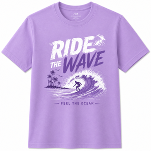 Camiseta de Manga Corta para Hombre, Color Verde Oliva, Cuello Redondo, Corte Regular, Diseño Estampado de Surf, Ropa Casual, 100% Algodón - Product Image 1