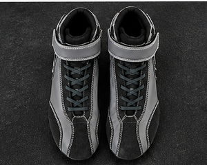 Bottes de moto montantes à fermeture auto-agrippante, tige en cuir véritable, semelle extérieure en caoutchouc, semelle intermédiaire en EVA, antidérapantes, bout fermé, style sportif pour karting - Product Image 6