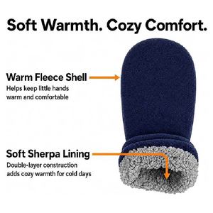 Mitaines d'hiver épaisses et chaudes pour bébé, doublées polaire Sherpa, mitaines anti-griffures pour nourrissons, gants de neige doux et confortables pour tout-petits avec sangle réglable - Product Image 2
