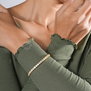 Bracelet tennis exquis en diamants de laboratoire ronds de 11,0 carats, 4,0 mm, en or massif 10K, 14K, 18K, bracelet en diamants, cadeau pour elle - Product Image 6