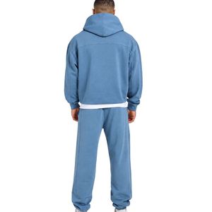 Mens Light Blue Hoodie Tracksuit <b>Set</b> <b>Matching</b> Sweatpants <b>Jogger</b> Pants Two Piece Casual Sportswear Streetwear Pullover Hooded - Product Image 2