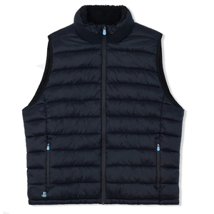 Men's <b>Black</b> Stand Collar Puffer <b>Vest</b> Zipper Closure Windproof Casual Winter Outerwear Polyester Filling Sleeveless Gilet - Product Image 1