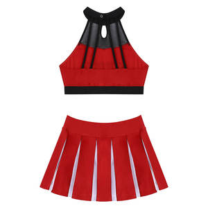 Nouvelle Collection 2026 : Tenue de Cheerleading Femme – Crop Top Rouge à Strass Imprimés, Jupe Plissée Imprimée par Transfert Thermique, Logo Personnalisé - Product Image 4