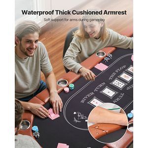Tavolo da Poker Pieghevole da 72 Pollici per 8 Giocatori con Bordi Imbottiti e Portabicchieri, Tavolo da Gioco Ovale Portatile per Casinò e Uso Domestico - Product Image 4