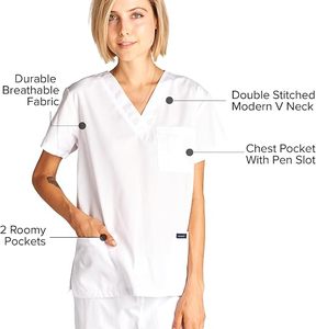 Ensemble de blouses et pantalons blancs pour femmes Grace, manches courtes, uniformes d'hôpital pour professionnels de la santé - Product Image 4