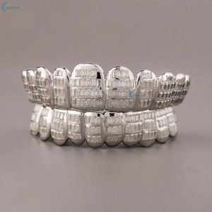 Grillz dentaire en moissanite taille baguette VVS1, en argent sterling 925, personnalisé, entièrement serti de moissanite, bijoux hip-hop, prix d'usine - Product Image 1