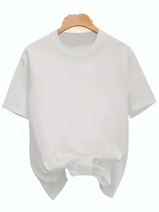 T-shirt rouge à manches courtes et col rond pour homme, 100 % coton, coupe oversize, couleur unie, en jersey tricoté, tissu respirant, teint uni, ODM - Product Image 5