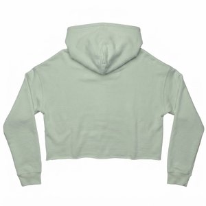 Trendiness Custom Logo Women's Light Green Cropped Hoodie Long Sleeve Casual Knitted Sweatshirt With Front Logo Autumn Wear - Product Image 2