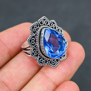 Blue 925 Silver Luxury Gemstone <b>Rings</b> for Party - Product Image 2