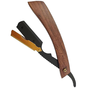 Navaja de Afeitar Recta de Acero Inoxidable con Mango de Madera Natural, Afeitadora Manual de Una Sola Hoja, Herramienta de Barbería Resistente al Óxido, Equipo de Afeitado - Product Image 1