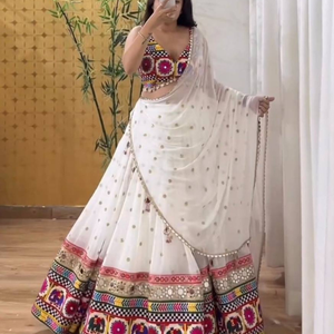 Navratri 2026 Designer Faux Georgette Lehenga Choli with Real <b>Mirror</b> & Sequins Chain Stitch Work Aarika Textile - Product Image 1