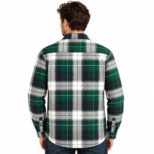 Chemise en flanelle à manches longues avec boutons et logo personnalisé pour hommes, 100% coton, anti-UV et respirante, automne - Product Image 3