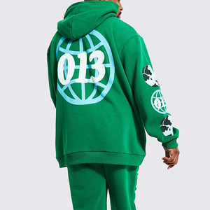 Ensemble de survêtement unisexe personnalisé avec pantalon évasé à impression en relief, sweats à capuche pour hommes, survêtement évasé pour hommes - Product Image 2