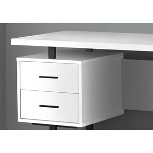 Scrivania Contemporanea da 60 Pollici per Ufficio Domestico con Cassetti Portaoggetti, Laminato Bianco e Metallo Nero per Uso Laptop - Product Image 3