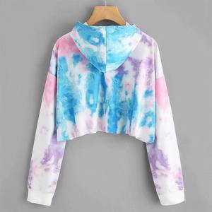 Novedad: Conjunto de Sudadera Corta con Capucha y Pantalones Cortos de Forro Polar con Logotipo Personalizado, Estampado Tie-Dye, para Invierno - Product Image 3
