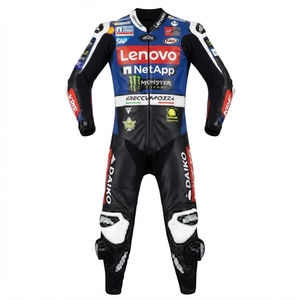 Combinaison de course professionnelle sur mesure pour homme en cuir de vachette/crocodile avec protection de niveau 2 - Product Image 1