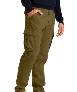 Men's Plain <b>Working</b> Multi-Pocket Strong Canvas <b>Cargo</b> Trousers with Drawstring Closure Elastic Waist Lightweight Design - Product Image 3