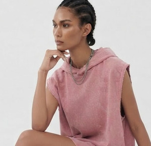 Top sin mangas con capucha de punto vintage para mujer, ajuste holgado informal, cuello lavado, transpirable, de secado rápido, ropa deportiva 100% poliéster - Product Image 5