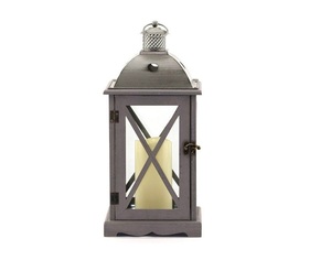 Farol Colgante de Metal para Velas con Acabado Gris, Ideal para Decoración del Hogar y Jardín, Personalizable - Product Image 1