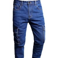 Jean en denim bleu pour homme, de haute qualité, écologique, séchage rapide, coupe droite légère, multipoches latérales