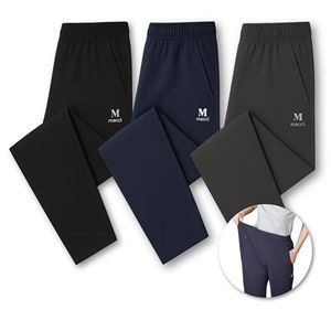 Pantalon de survêtement sport pour homme en Spandex/Nylon, taille élastique, léger, décontracté, avec poches, gris moyen, marine, noir, été - Product Image 2