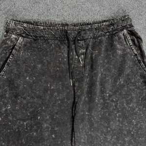 Men Acid Wash Lightweight 100% Cotton <b>Vintage</b> Sun Faded <b>French</b> Terry Breathable Quick Dry Drawstring Mid Waist Casual Streetwear - Product Image 3
