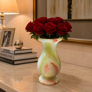 Florero de Piedra Ónix Verde de 7 Pulgadas – Decoración de Hogar de Lujo Hecha a Mano con Materiales Naturales – Listo para Enviar - Product Image 1