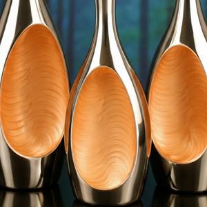 Juego de 3 Jarrones de Flores de Aluminio Fundido Cromado Plateado de Lujo, Forma Irregular Moderna, Hechos a Mano, Decoración de Mesa Portátil, Esmalte Personalizable - Product Image 5