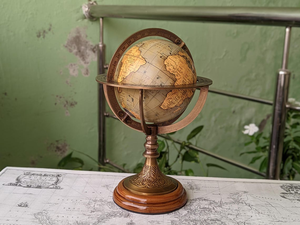 Vintage Style Desktop Globe with Brass Stand Home <b>Office</b> <b>Decor</b> - Product Image 1