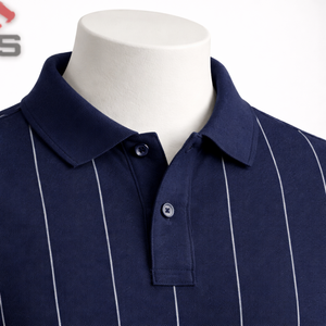 Chemise Homme Rétro Rayée Sportive de Haute Qualité à Manches Longues Anti-Plis en Maille Spandex/Coton avec Impression par Transfert Thermique - Product Image 4