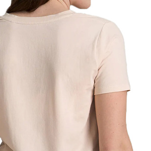 T-shirt à manches courtes pour femme, col en V, couleur unie, logo, vêtement décontracté, coupe classique, tissu jersey 100% coton biologique, respectueux de l'environnement - Product Image 2
