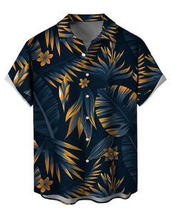 Camisa Hawaiana para Hombre, Manga Corta, Lisa, Casual, con Botones, para Playa, Verano, 100% Poliéster, Protección UV, Tropical - Product Image 1