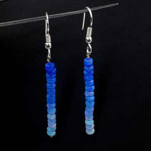 Boucles d'oreilles en opale d'Éthiopie naturelle bleue multicolore, argent 925, pierres précieuses arc-en-ciel - Product Image 2