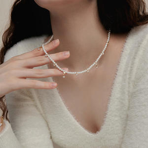 สร้อยคอมุกน้ำจืดฝังไมโครเมทีโอเรียแบบฝรั่งเศสสุดหรู ดีไซน์ทรงกลมอเนกประสงค์ ฝังไมโครเมทีโอเรีย ให้ความรู้สึกหรูหรา - Product Image 4