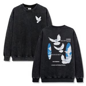 Sudadera Personalizada Vintage Lavada con Cuello Redondo para Hombre, Oversize, Estilo Urbano, Estampado Gráfico, de Algodón y Forro Polar, Casual, Unisex - Product Image 5