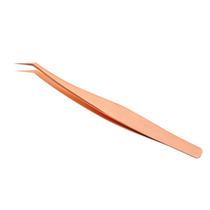 Juego de Pinzas para Extensión de Pestañas de Acero Inoxidable Color Oro Rosa de Primera Calidad con Puntas Curvas para Volumen, Herramientas Profesionales para Pestañas - Product Image 1