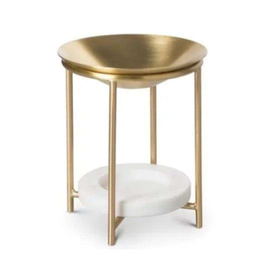 Brass and White Marble Oil Burner Elegant Design for <b>Scented</b> Oil and <b>Tea</b> <b>Light</b> Candle Aromatherapy Diffuser for Home Decor - Product Image 6