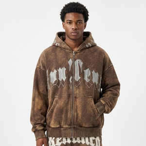 Sudadera con Capucha Oversize Premium para Hombre, Estilo Urbano, con Lavado Ácido, Estampado Gráfico de Letras, 100% Algodón, Otoño - Product Image 3