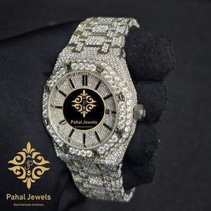 Reloj Mecánico Iced Diamond con Esfera Plateada, Brazalete, Reloj de Pulsera de Lujo para Hombre, Joyería para Fiestas - Product Image 4