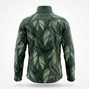 Chaqueta Softshell Verde Bosque para Hombre, Sublimada, con Estampado Geométrico Personalizado, Cuello Alto, Impermeable, Ropa Deportiva para Exteriores, Venta al Por Mayor - Product Image 2