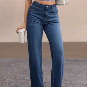 Mujer Y2K Casual Straight-Leg Denim High-Rise/Mid-Waist/Low-rise Light/Dark Wash Cómodo Transpirable Loose Fit Jeans - Product Image 1